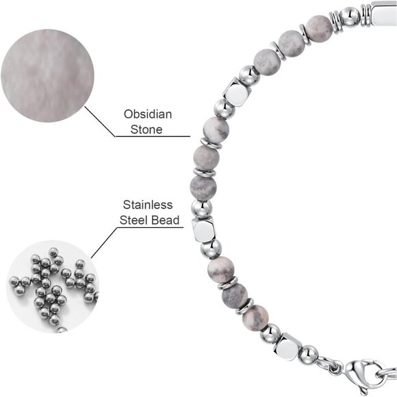 Grey White Boho Beaded Bracelets for Women Trendy Jewelry Gifts for Lover, Mom - Picture 5 of 7